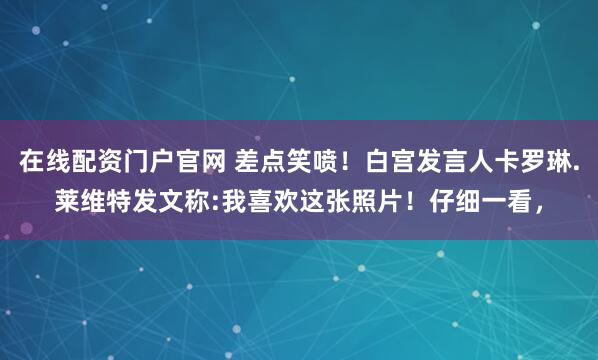 在线配资门户官网 差点笑喷!白宫发言人卡罗琳.莱维特发文称:我喜欢这张照片!仔细一看,